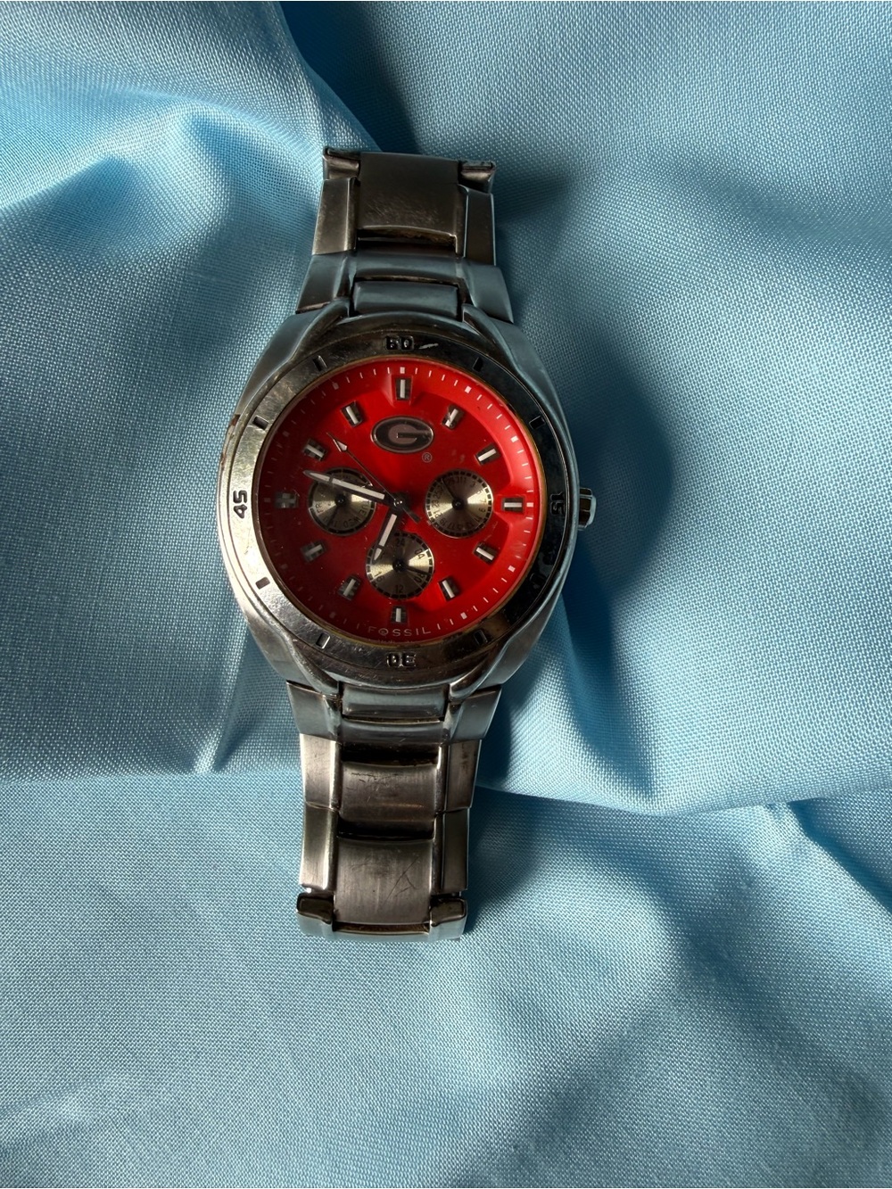 Fossil Men's Georgia Bulldogs Stainless Steel Watch with Red Dial